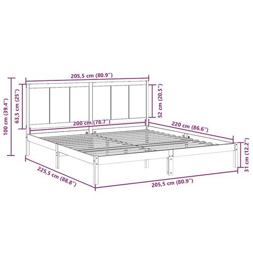 Ekstra lang sengeramme uden madras 200x220 cm massivt træ