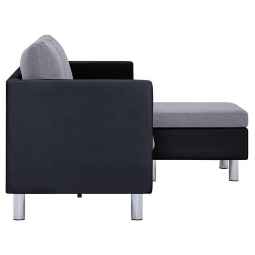 3-personers sofa med hynder kunstlæder sort