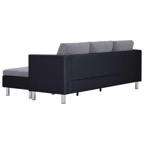 3-personers sofa med hynder kunstlæder sort