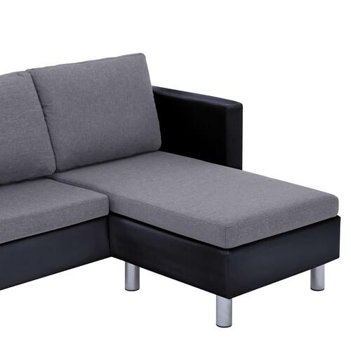 3-personers sofa med hynder kunstlæder sort