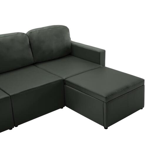 3-personers sovesofa modulær kunstlæder grå