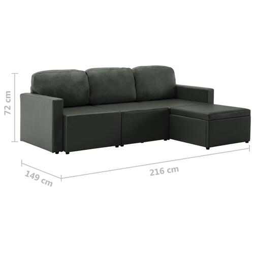 3-personers sovesofa modulær kunstlæder grå