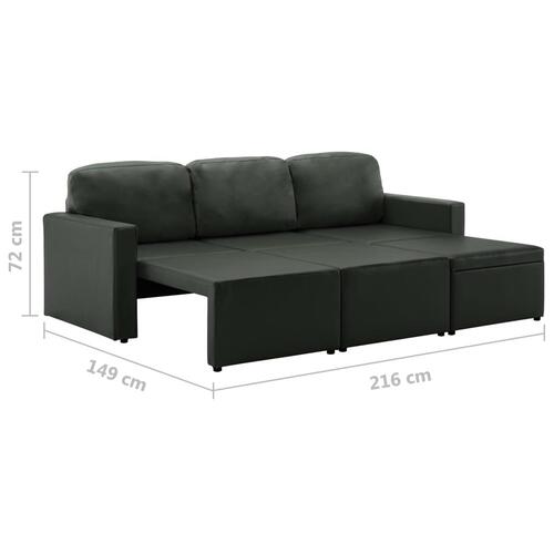 3-personers sovesofa modulær kunstlæder grå