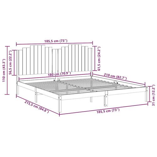 Ekstra lang sengeramme uden madras 180x210 cm massivt træ