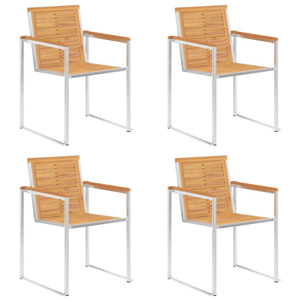 Havestole 4 stk. massivt teaktræ og rustfrit stål
