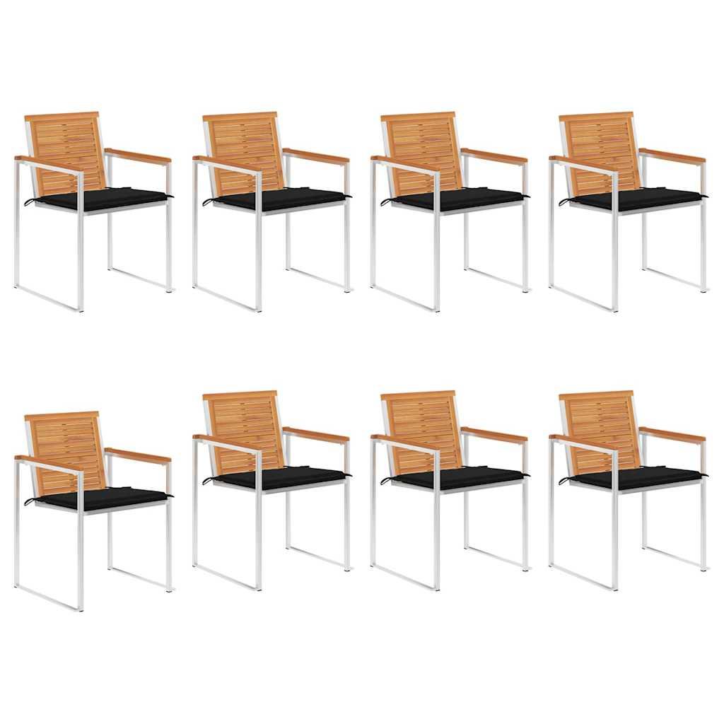 Havestole Med Hynder 2 Stk. Massivt Akacietræ Og Stål - 8 / Sort