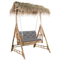 2-personers gyngesofa med palmeblade og hynde 202 cm bambus