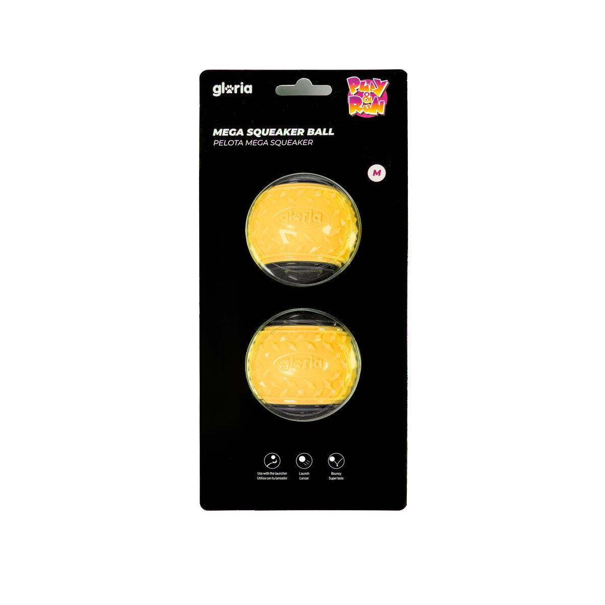 Gloria PLAY AND RUN hundebold - gul TPR, M 6,35 cm (2 stk.)