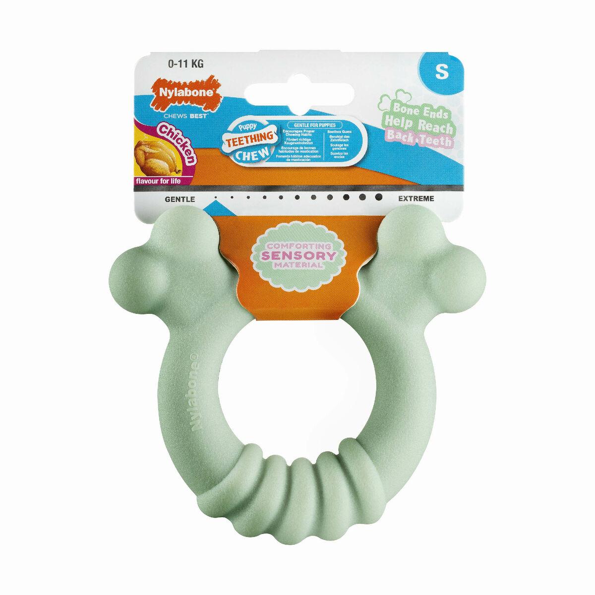 Nylabone SENSORY TACTILE RING hundebidering S - grøn, jordnøddesmør/kylling