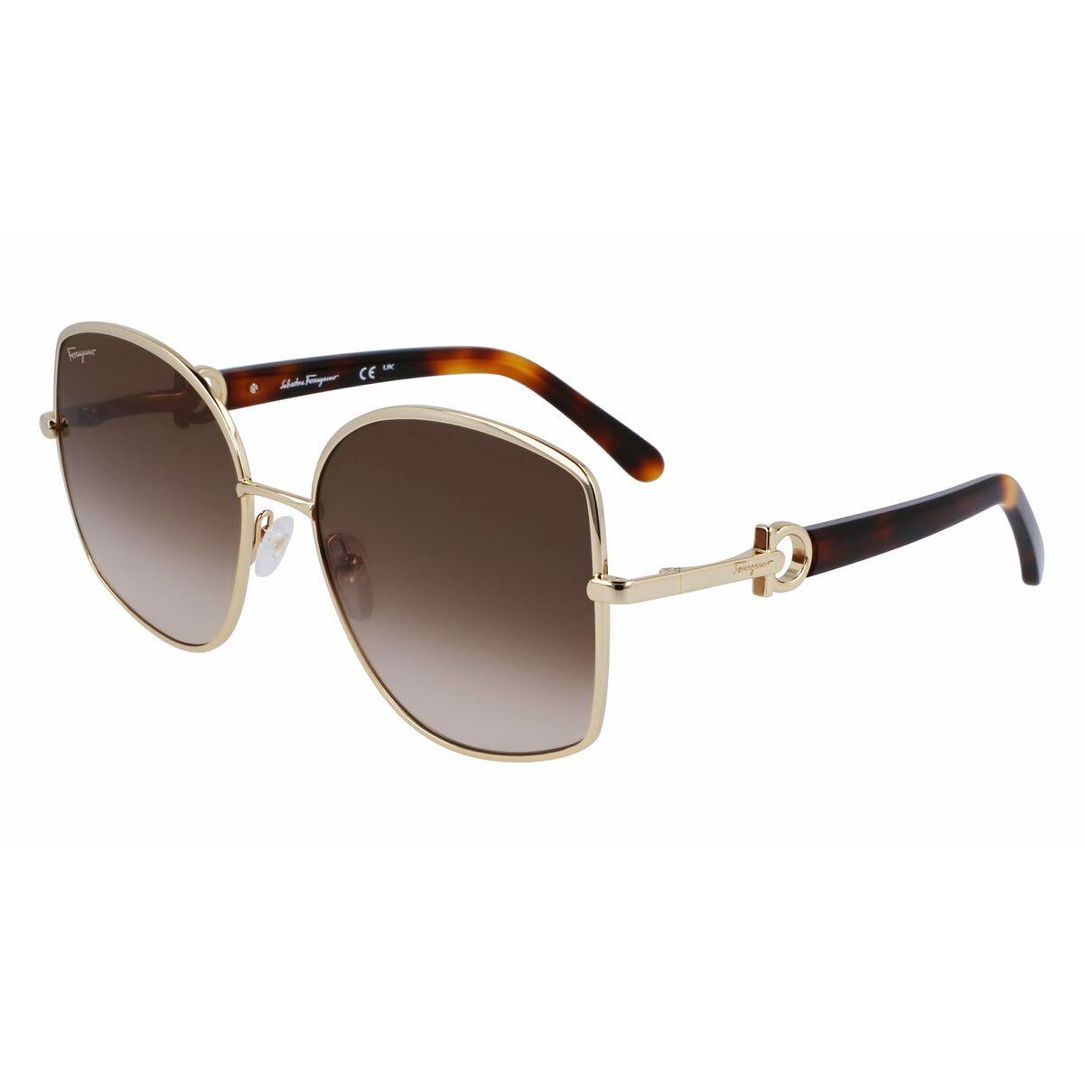 Salvatore Ferragamo SF304S dame-solbriller, 58 mm - guld