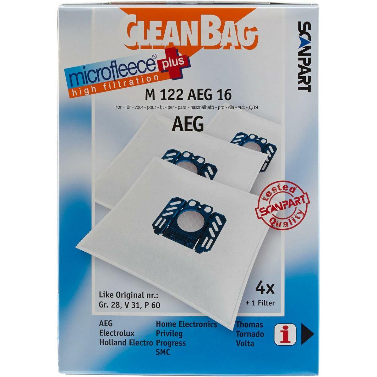 Scanpart CleanBag M 122 AEG 16 støvsugerposer - 4 stk. + 1 filter
