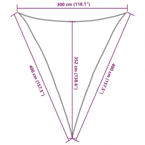 Solsejl trekant 3×4×4 m - HDPE 160 g/m², sort