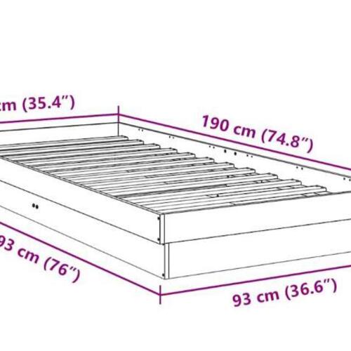 Sengeramme uden madras 90x190 cm Massivt træ Eg