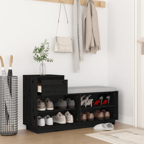 Skoreol 110x34x61 cm massivt fyrretræ sort (OUTLET A)
