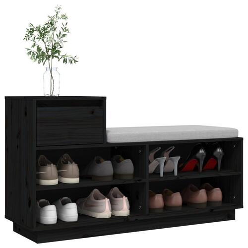 Skoreol 110x34x61 cm massivt fyrretræ sort (OUTLET A)