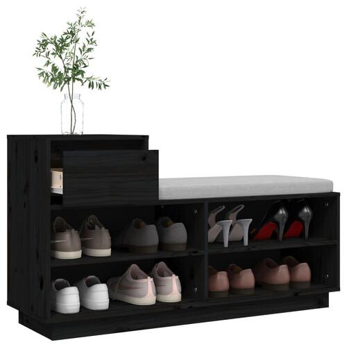 Skoreol 110x34x61 cm massivt fyrretræ sort (OUTLET A)