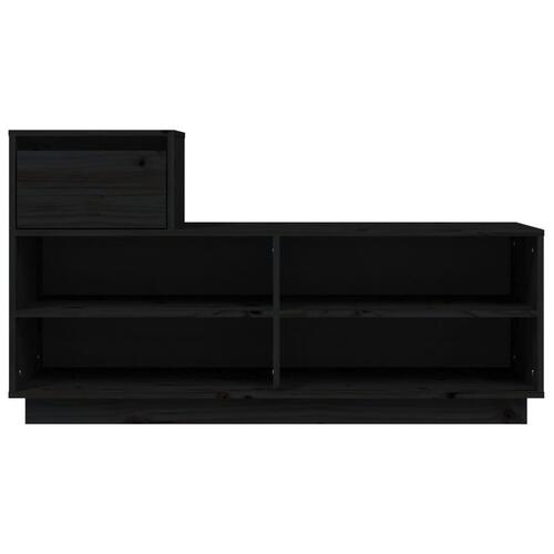 Skoreol 110x34x61 cm massivt fyrretræ sort (OUTLET A)