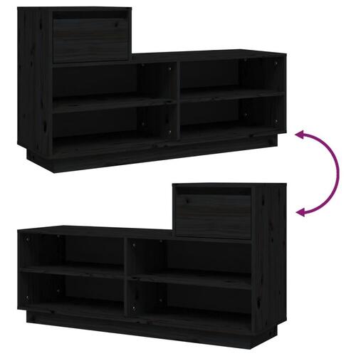 Skoreol 110x34x61 cm massivt fyrretræ sort (OUTLET A)