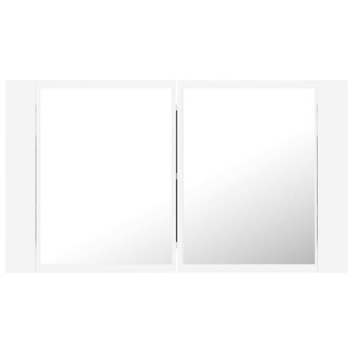 Badeværelsesskab m. spejl og LED-lys 80x12x45 cm akryl hvid (OUTLET C)