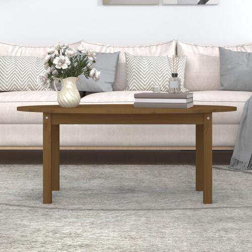 Sofabord 110x55x45 cm massivt fyrretræ gyldenbrun (OUTLET B)
