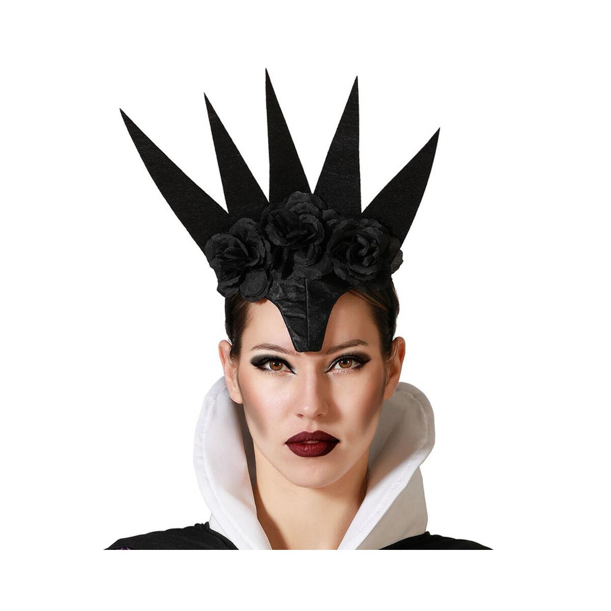 Sort hårbøjle til kostume - dramatisk krone-look