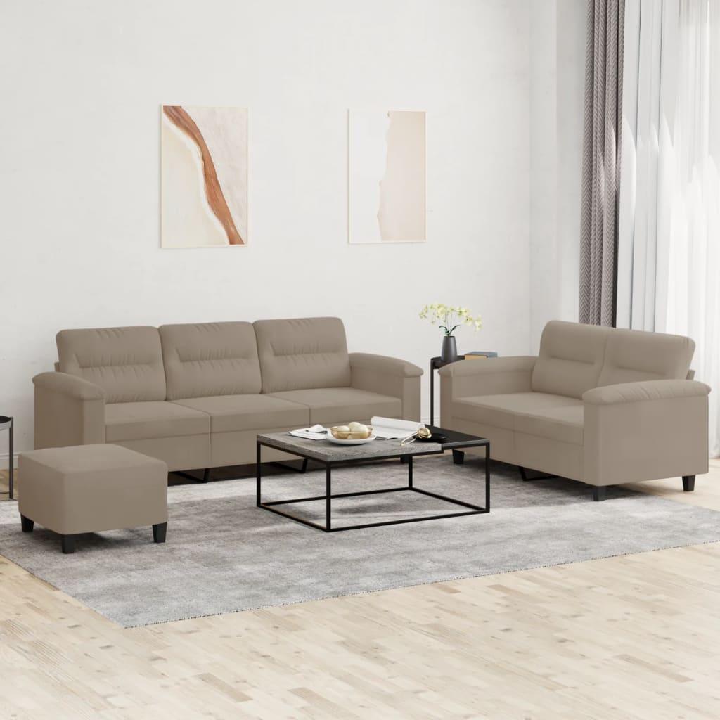 Sofasæt 3 dele med hynder mikrofiberstof gråbrun billede