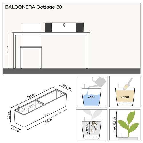 LECHUZA plantekasse BALCONERA Cottage 80 ALL-IN-ONE hvid