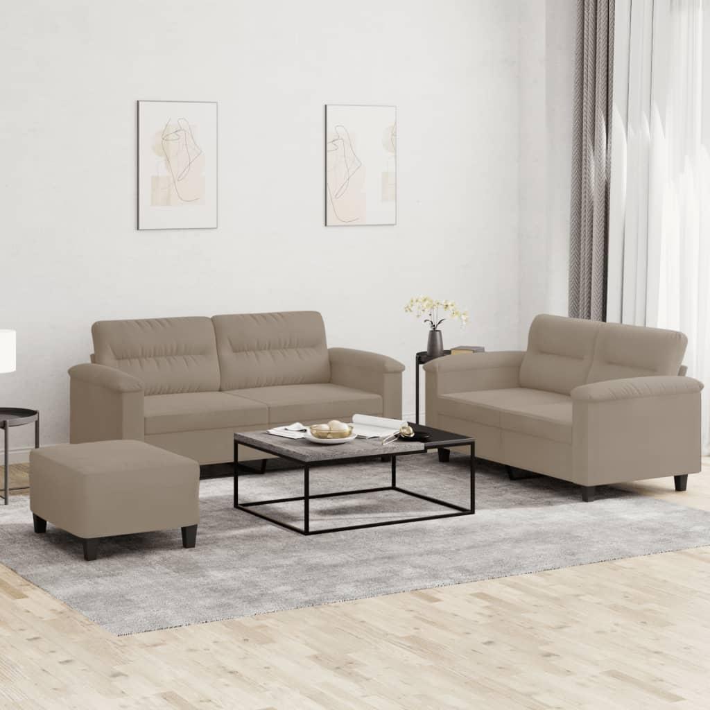 Sofasæt 3 dele med hynder mikrofiberstof gråbrun billede