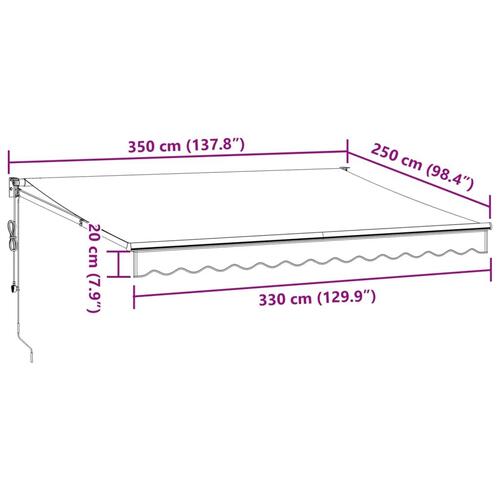 Foldemarkise 3,5x2,5 m stof og aluminium antracitgrå og hvid