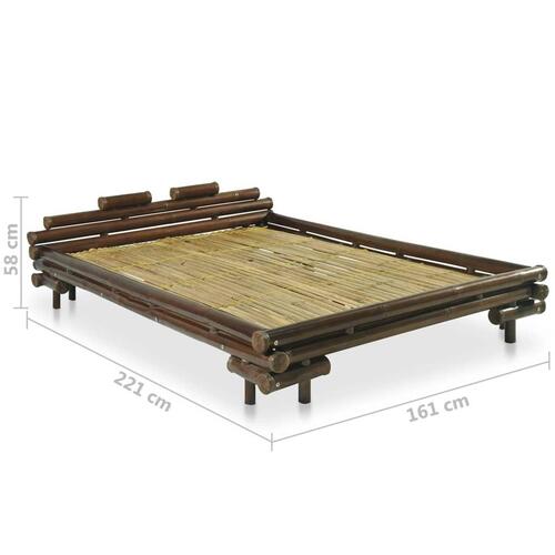 Sengestel mørkebrun bambus 140 x 200 cm