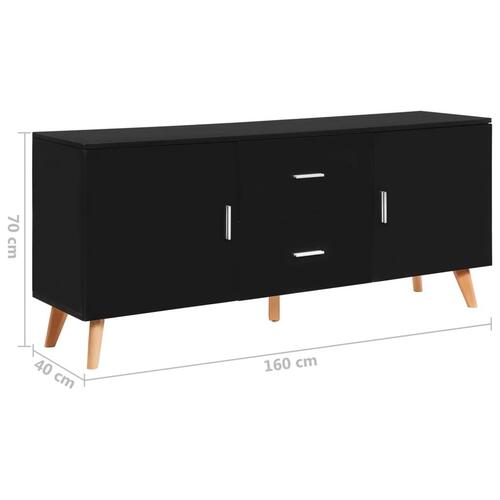 Skænk 160 x 40 x 70 cm MDF sort