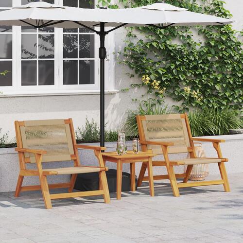 Havestole med Bord 3 stk Beige Solid Akacietræ