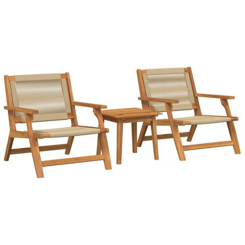 Havestole med Bord 3 stk Beige Solid Akacietræ