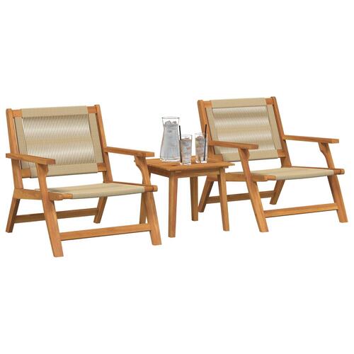 Havestole med Bord 3 stk Beige Solid Akacietræ