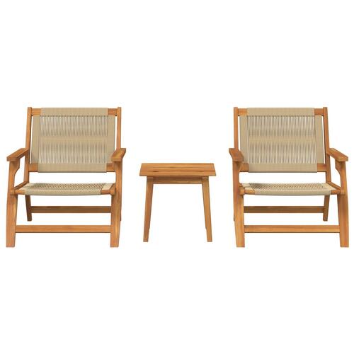 Havestole med Bord 3 stk Beige Solid Akacietræ