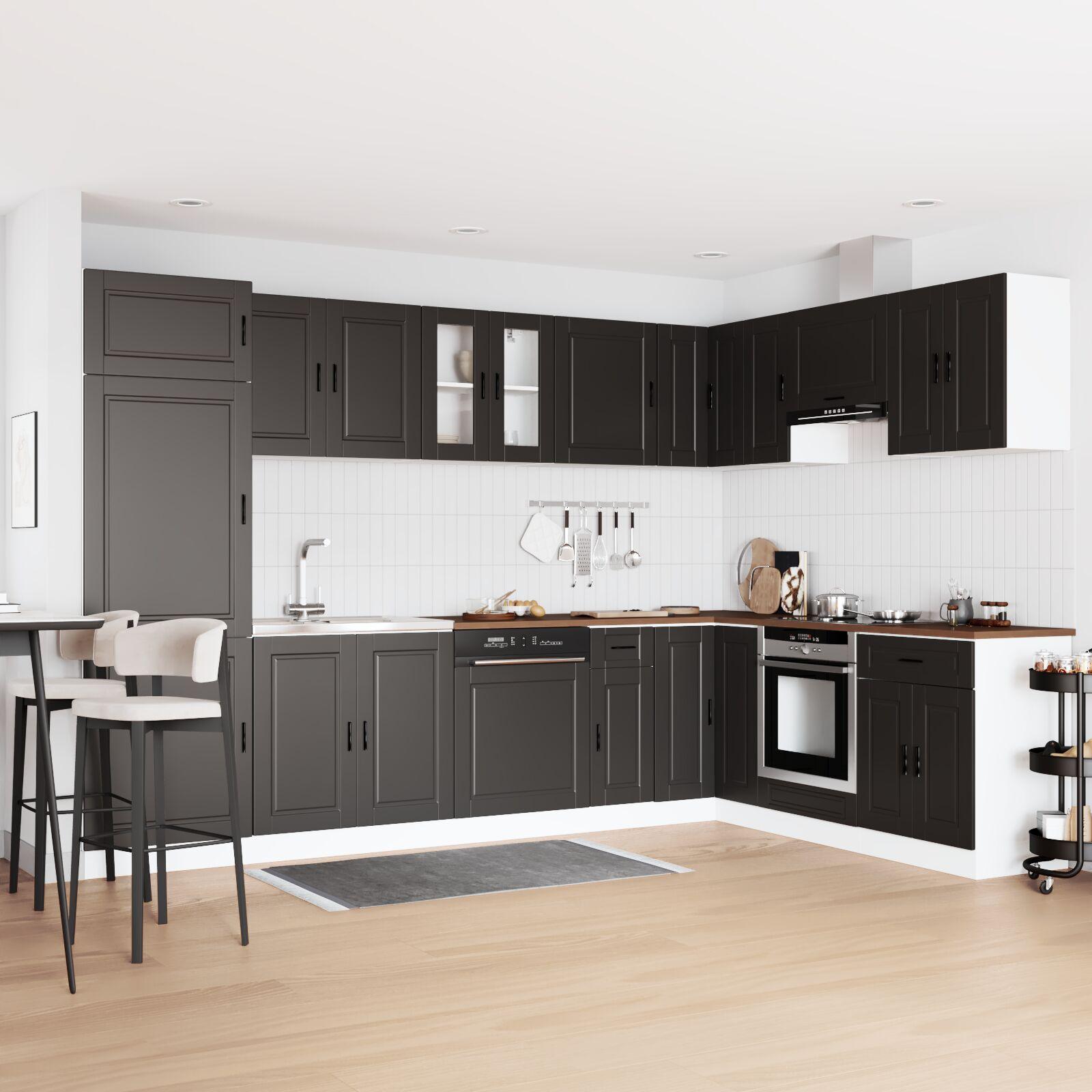 Underskabe "Porto" med vask i sort, 80x46x84,5 cm, lavet af træ