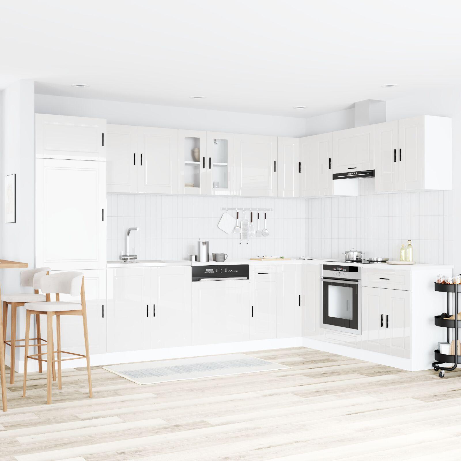 Vandhanebordskab "Porto" med vask Højglans Hvid 80x46x84,5 cm Konstrueret træ