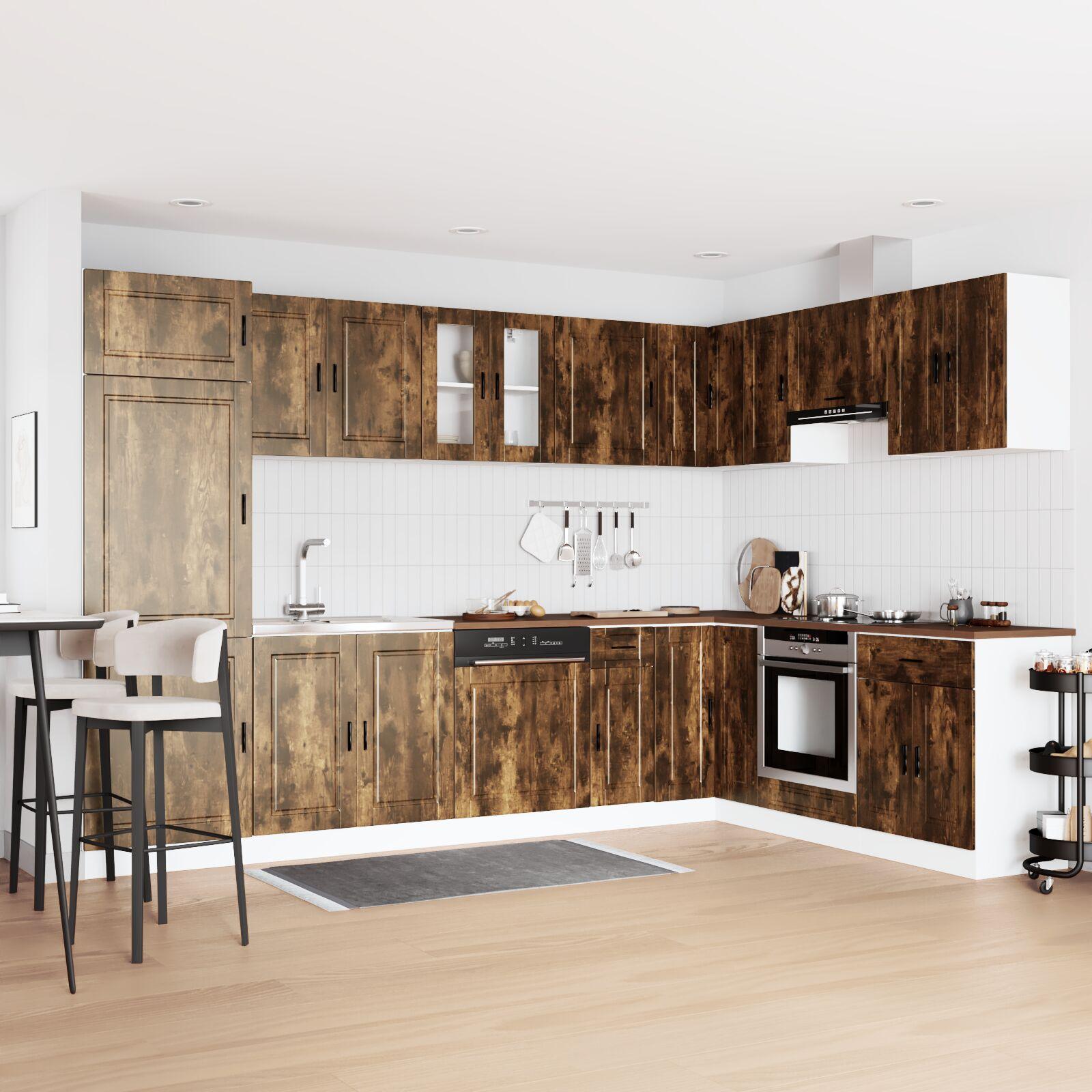Vaskeskabsbase med dør Porto 2 stk Brun 80 x 46 x 84.5 cm billede