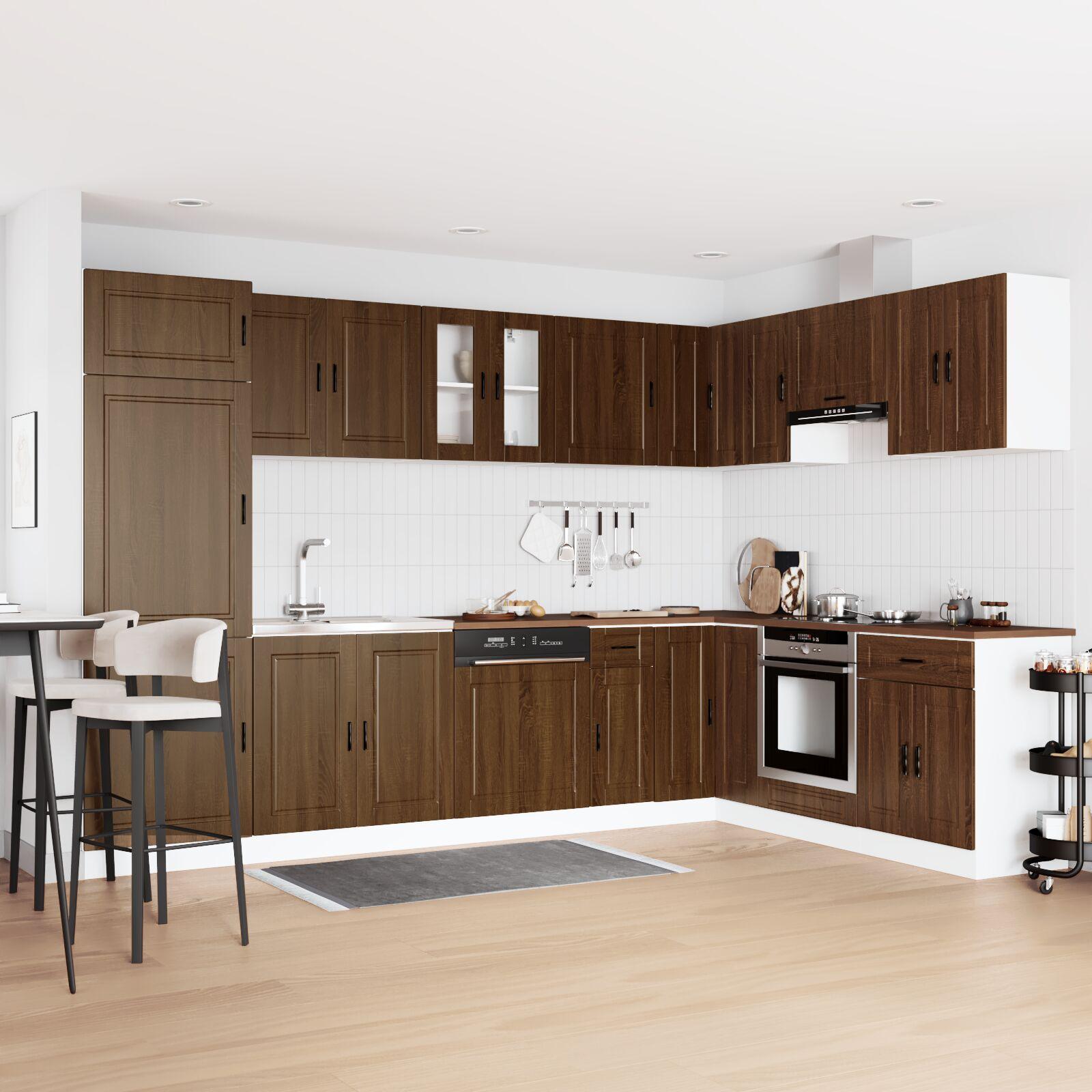 Vaskeskabsbase med dør Porto 2 stk Brun 80 x 46 x 84.5 cm billede