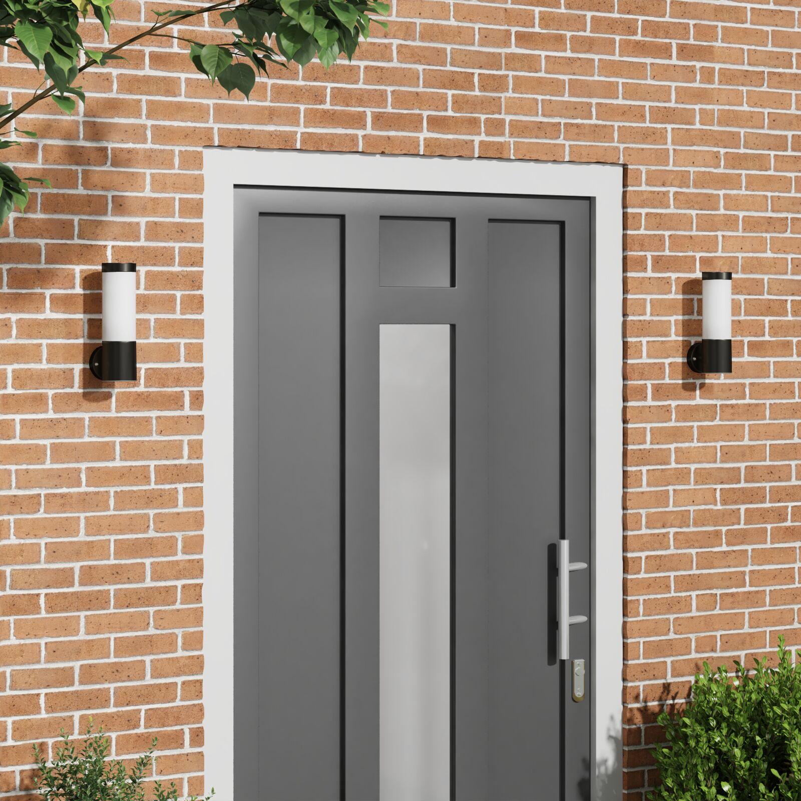 Udendørs Væglamper 2 Dele Sort 12 X 7.5 X 27 Cm Rustfrit Stål