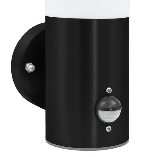 Udendørs væglamper med sensor 2 stk Sort Rustfrit Stål IP44