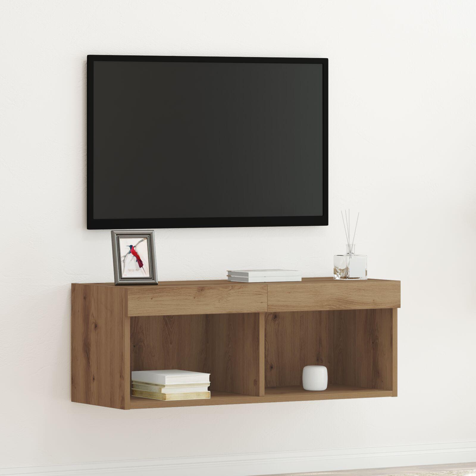 TV Vægholder med LED Lys Artisan Eg 80x30x30 cm billede