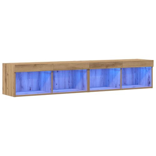 TV Vægmonterede Skabe med LED Lys 2 stk Artisan Eg 80x30x30 cm
