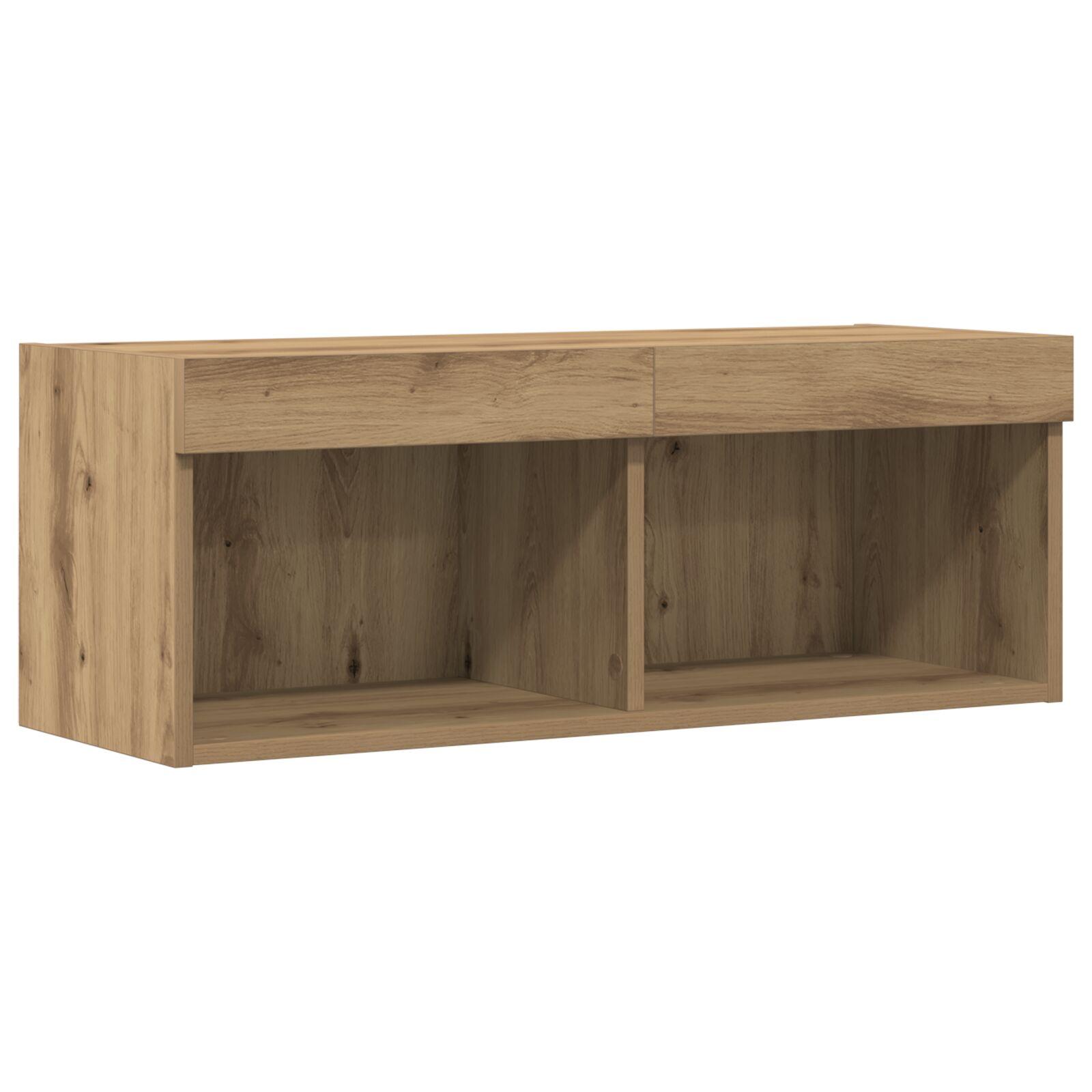 TV Vægmonterede Skabe med LED Lys 2 stk Artisan Eg 80x30x30 cm