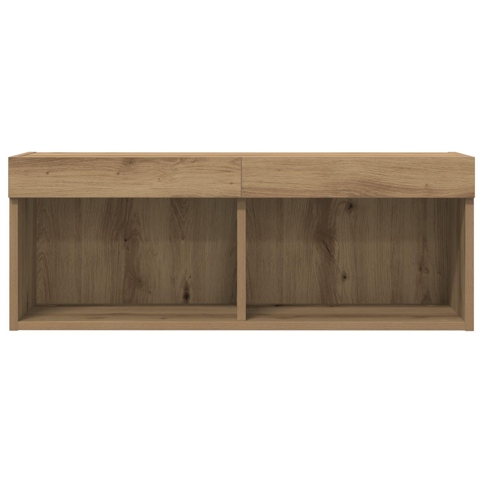 TV Vægmonterede Skabe med LED Lys 2 stk Artisan Eg 80x30x30 cm