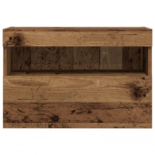 TV Væghylder med LED-lys 2 stk. Gammel træ 60x30x40 cm