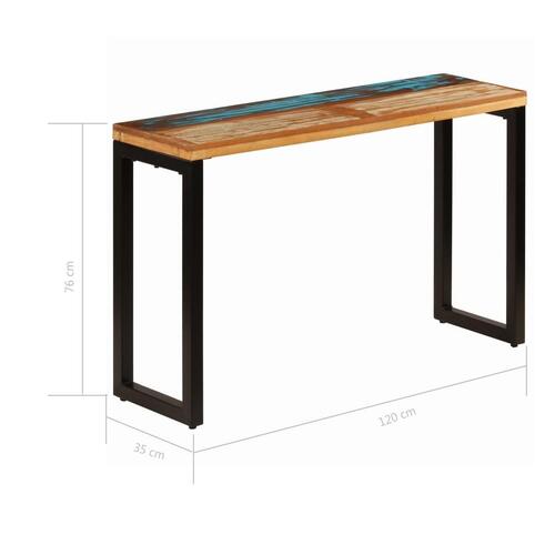 Konsolbord 120x35x76 cm massivt genbrugstræ og stål