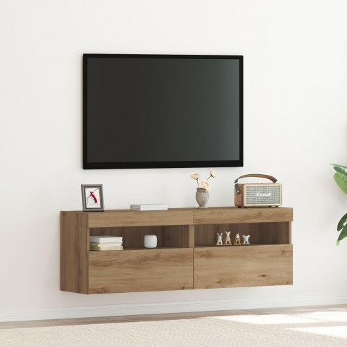 TV Vægholdere med LED Lys 2 stk Artisan Eg 60x30x40 cm