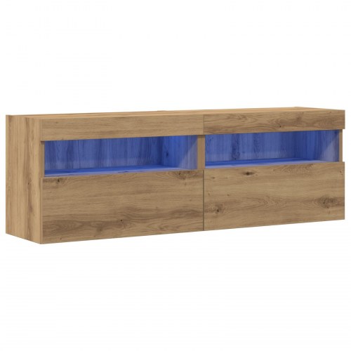 TV Vægholdere med LED Lys 2 stk Artisan Eg 60x30x40 cm