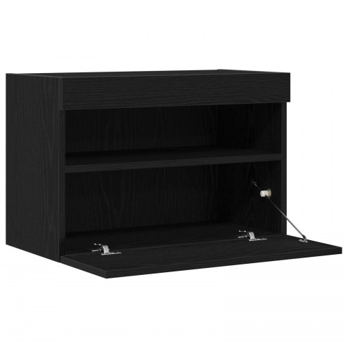 TV Vægskab med LED Lys 2 stk Sort Eg 60x30x40 cm